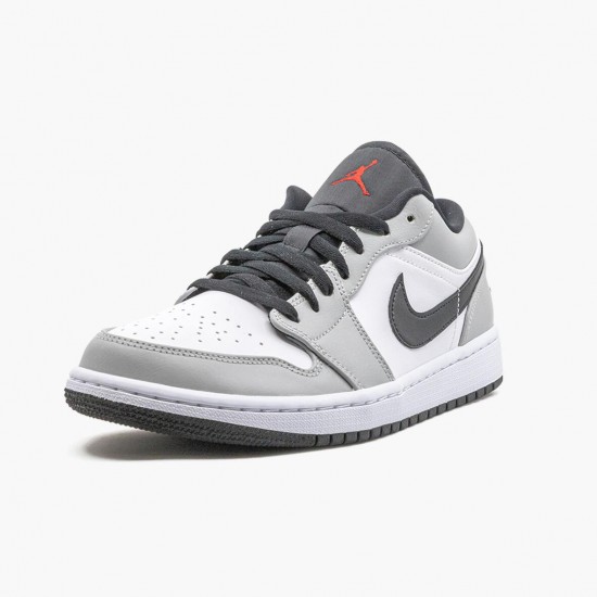 PK Shoes Air Jordan 1 Retro Low Light Smoke Grey Lt Smoke Grey/Gym Red White 553558-030