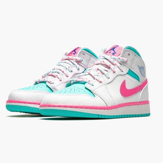 PK Shoes Air Jordan 1 Mid Digital Pink WhiteDigital Pink Aurora Gree 555112-102