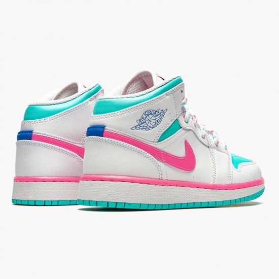 PK Shoes Air Jordan 1 Mid Digital Pink WhiteDigital Pink Aurora Gree 555112-102