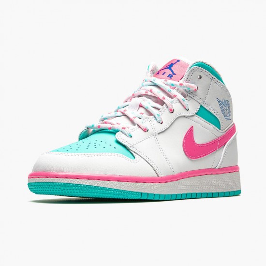 PK Shoes Air Jordan 1 Mid Digital Pink WhiteDigital Pink Aurora Gree 555112-102