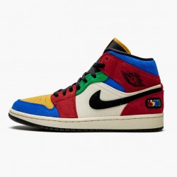 PK Shoes Air Jordan 1 Mid SE Fearless Blue the Great Muslin/Varsity Red-Royal-Taxi-Black CU2805-100