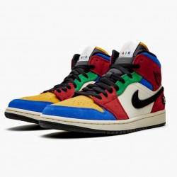 PK Shoes Air Jordan 1 Mid SE Fearless Blue the Great Muslin/Varsity Red-Royal-Taxi-Black CU2805-100