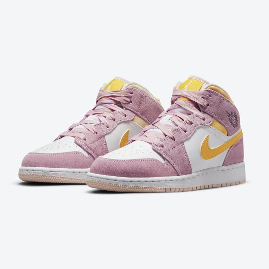 PK Shoes Air Jordan 1 Mid SE GS Arctic Pink Light Arctic Pink/University Gold/White DC9517-600