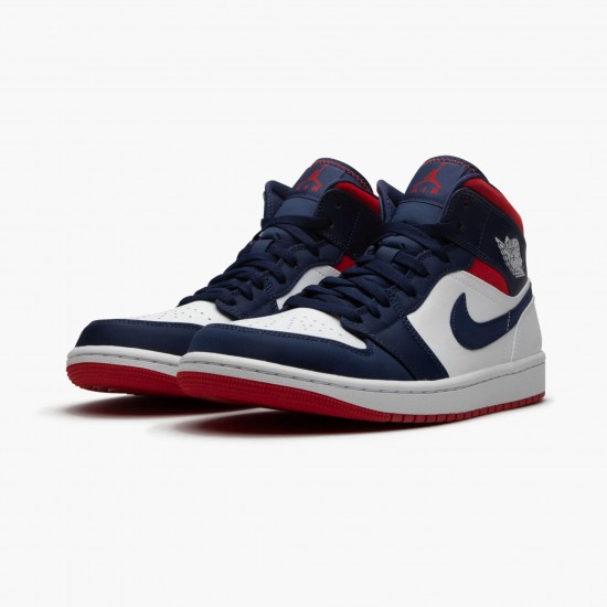 PK Shoes Air Jordan 1 Mid SE USA White/Midnight Navy/Varsity Red 852542-104