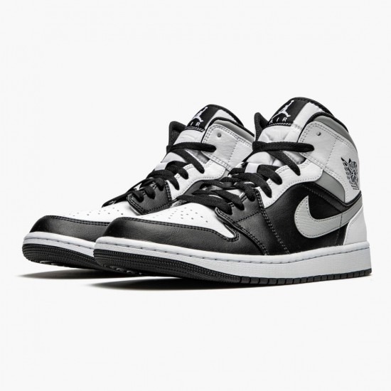 PK Shoes Air Jordan 1 Mid White Shadow Black/White/Lt Smoke Grey 554724-073