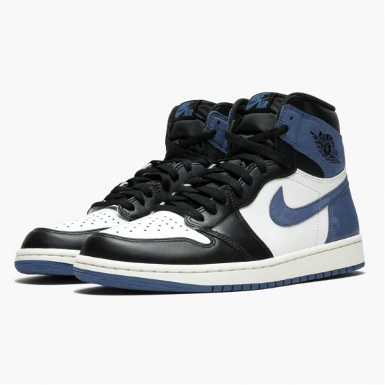 PK Shoes Air Jordan 1 Retro High Blue Moon Summit White/Blue Moon-Black 555088-115