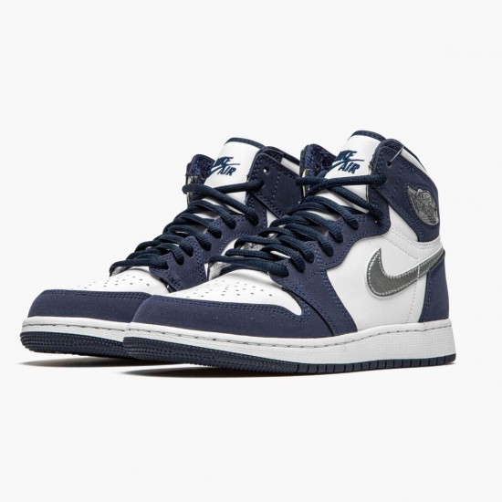 PK Shoes Air Jordan 1 Retro High COJP Midnight Navy White/Midnight Navy/Metallic S DC1788-100