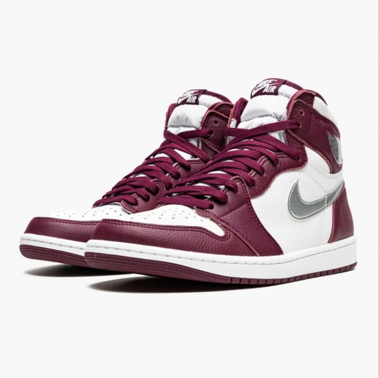 PK Shoes Air Jordan 1 Retro High OG Bordeaux Bordeaux/White/Metallic Silver 555088-611