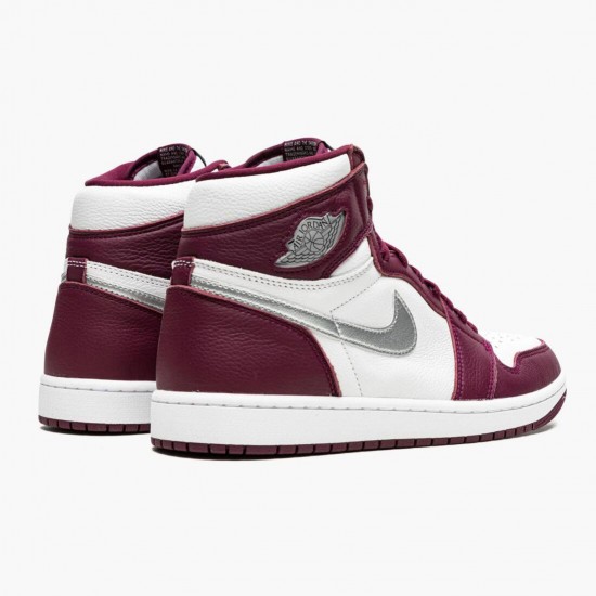 PK Shoes Air Jordan 1 Retro High OG Bordeaux Bordeaux/White/Metallic Silver 555088-611