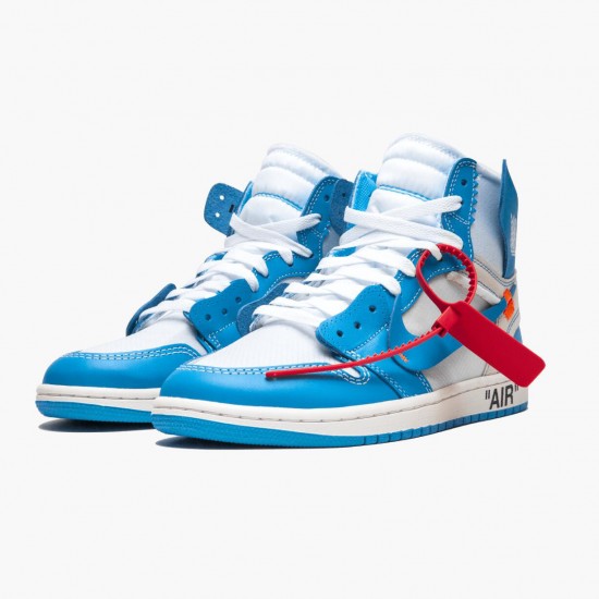 PK Shoes Air Jordan 1 Retro High Off-White University Blue White/Dark Powder Blue Cone AQ0818-148