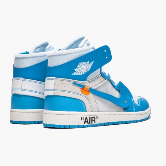 PK Shoes Air Jordan 1 Retro High Off-White University Blue White/Dark Powder Blue Cone AQ0818-148