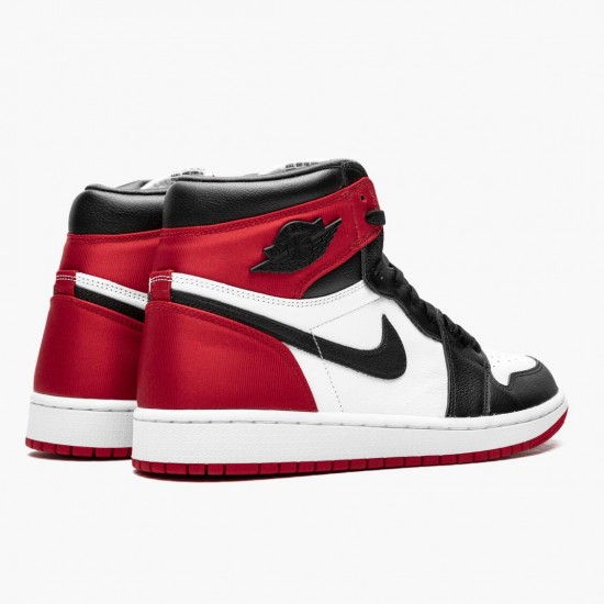 PK Shoes Air Jordan 1 High OG Satin Black Toe Black/Black White/Varsity Red CD0461-016