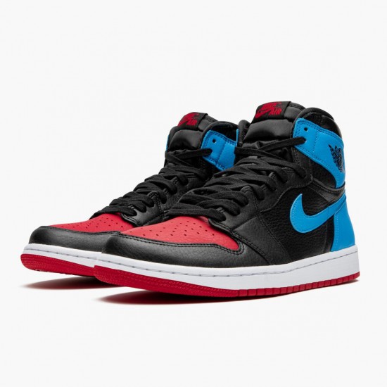 PK Shoes Air Jordan 1 High OG UNC To Chicago Black/Dark Powder Blue/Gym Red CD0461-046