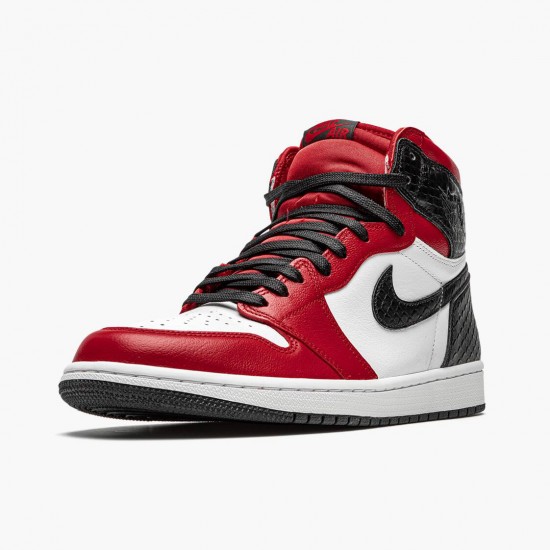 PK Shoes Air Jordan 1 High Retro Satin Snake Gym Red/Whte Black CD0461-601