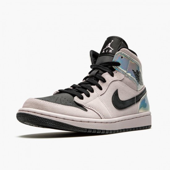 PK Shoes Air Jordan 1 Mid Dirty Powder Iridescent Barely Rose/Black/Multi BQ6472-602