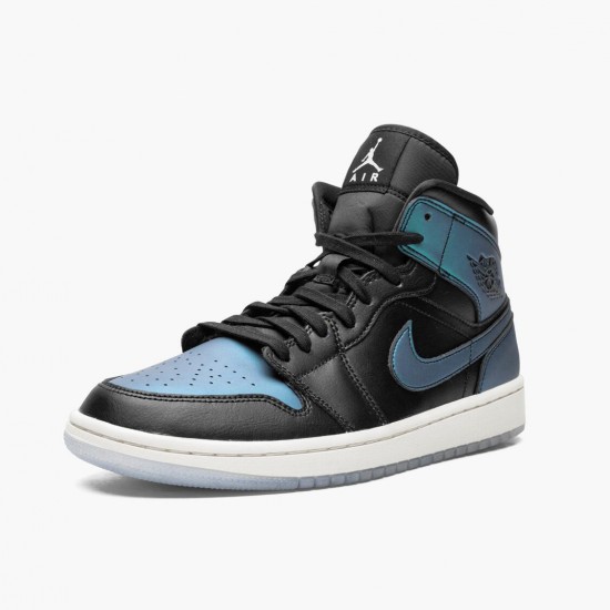 PK Shoes Air Jordan 1 Mid Iridescent Black Black/Pale Ivory/Multi Color BQ6472-009