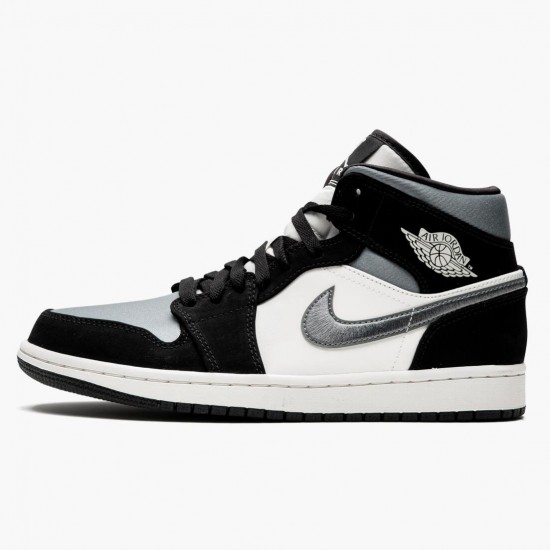 PK Shoes Air Jordan 1 Mid Satin Grey Toe Black/Anthracite Sail 852542-011