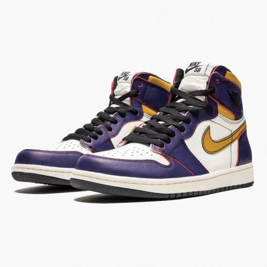 PK Shoes Air Jordan 1 Retro High OG Defiant SB LA to Chicago Purple/Sail University Gold Bl CD6578-507