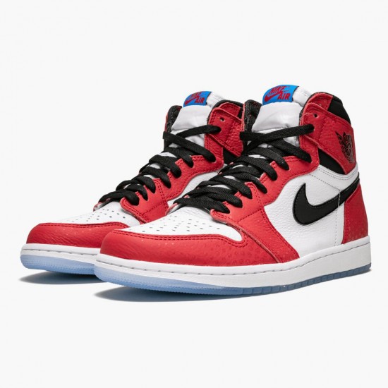 PK Shoes Air Jordan 1 Retro High Spider Man Origin Story Gym Red/Black White/Photo Blue 555088-602