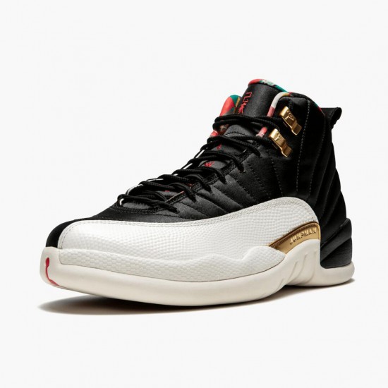 PK Shoes Air Jordan 12 Retro 2019 CNY Chinese New Year Black/Sail-Metallic Gold-True Red CI2977-006