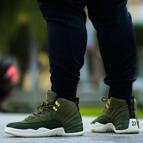 PK Shoes Air Jordan 12 Retro Chris Paul Class of 2003 Olive Canvas/Black-Sail 130690-301