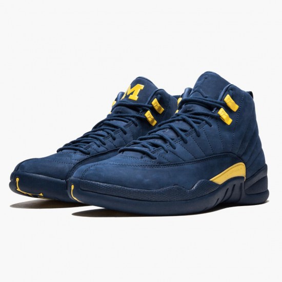 PK Shoes Air Jordan 12 Retro Michigan College Navy/Amarillo BQ3180-407