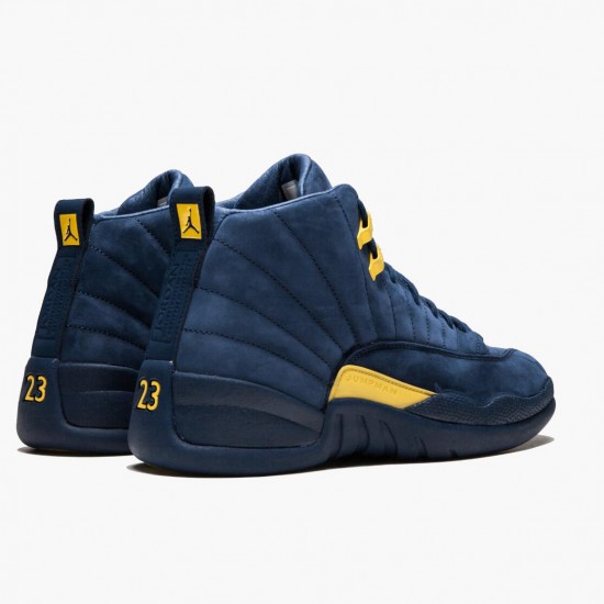 PK Shoes Air Jordan 12 Retro Michigan College Navy/Amarillo BQ3180-407