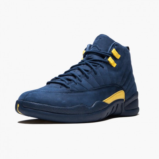 PK Shoes Air Jordan 12 Retro Michigan College Navy/Amarillo BQ3180-407