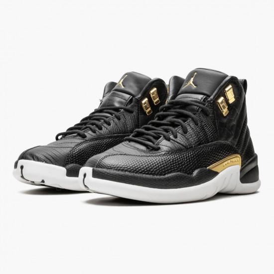 PK Shoes Air Jordan 12 Retro Reptile Black/Metallic Gold/White AO6068-007