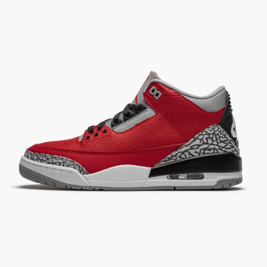 PK Shoes Air Jordan 3 Retro Fire Red Cement Varsity Red CU2277-600