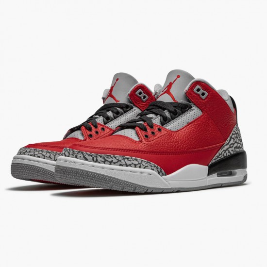 PK Shoes Air Jordan 3 Retro Fire Red Cement Varsity Red CU2277-600