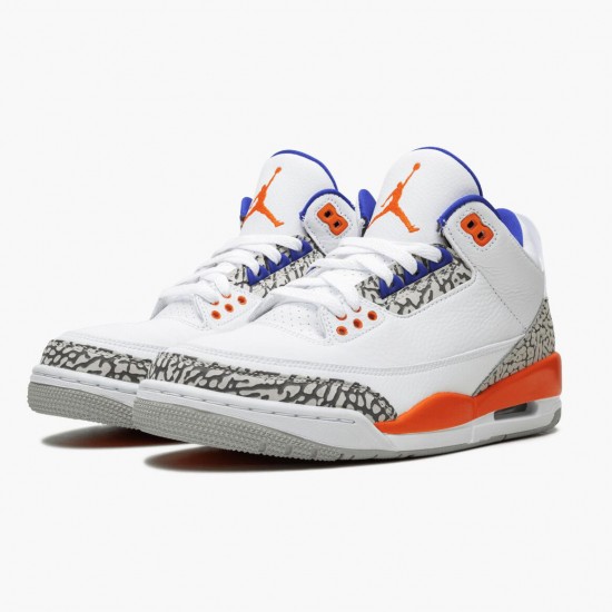 PK Shoes Air Jordan 3 Retro Knicks White/Old Royal University Ora 136064-148