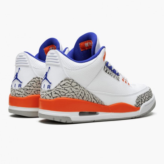 PK Shoes Air Jordan 3 Retro Knicks White/Old Royal University Ora 136064-148