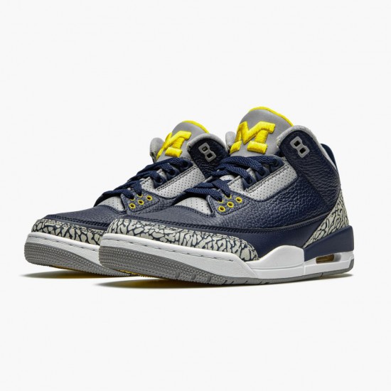 PK Shoes Air Jordan 3 Retro Michigan Black/University Gold Cement G AJ3-820064