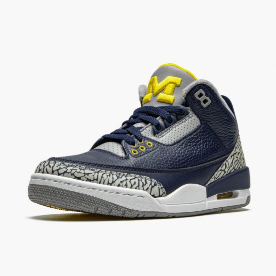 PK Shoes Air Jordan 3 Retro Michigan Black/University Gold Cement G AJ3-820064