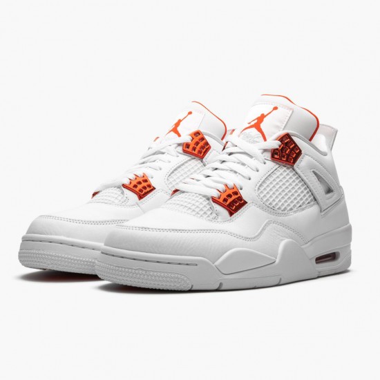 PK Shoes Air Jordan 4 Retro Metallic Orange White/Team Orange Metallic Sil CT8527-118