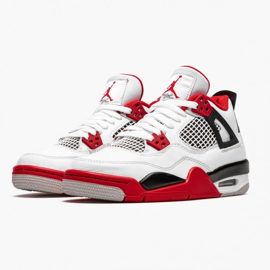 PK Shoes Air Jordan 4 Retro OG GS Fire Red 2020 White/Fire Red/Black Tech Grey 408452-160