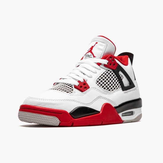 PK Shoes Air Jordan 4 Retro OG GS Fire Red 2020 White/Fire Red/Black Tech Grey 408452-160