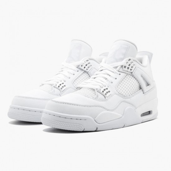 PK Shoes Air Jordan 4 Retro Pure Money White/Metallic Silver 308497-100