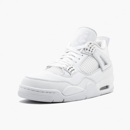 PK Shoes Air Jordan 4 Retro Pure Money White/Metallic Silver 308497-100