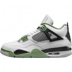 PK Shoes Air Jordan 4 Retro White Oil Green Dark Ash White/Seafoam/Dark Ash/Neutral Grey AQ9129-103