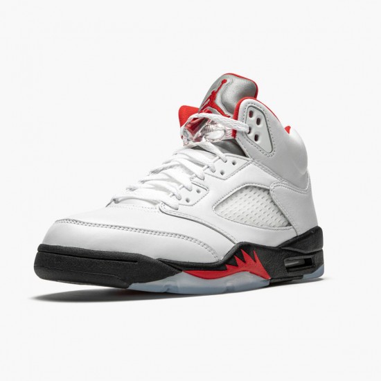 PK Shoes Air Jordan 5 Retro Fire Red Silver Tongue True White/Fire Red/Black DA1911-102