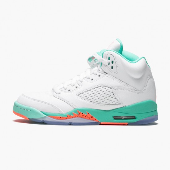 PK Shoes Air Jordan 5 Retro Light Aqua White/Crimson Pulse-Light Aqua 440892-100