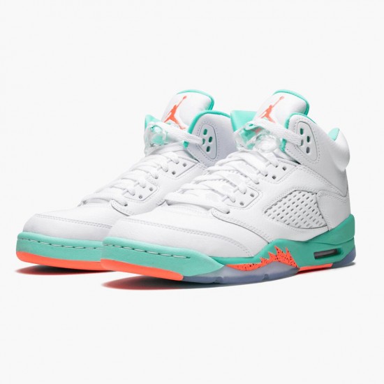 PK Shoes Air Jordan 5 Retro Light Aqua White/Crimson Pulse-Light Aqua 440892-100