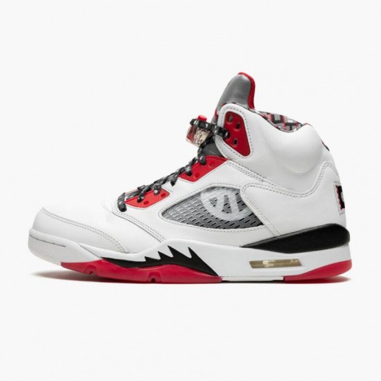 PK Shoes Air Jordan 5 Retro Quai 54 2021 White/University Red/Black DJ7903-106