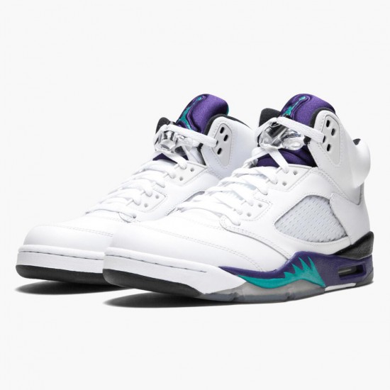 PK Shoes Air Jordan 5 Retro Grape White/New Emerald Grp Ice Blk 136027-108