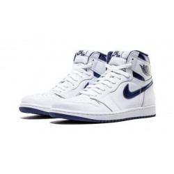 PK Shoes Jordan 1 High Metallic Navy Jordan WHITE 555088 106