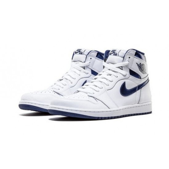 PK Shoes Jordan 1 High Metallic Navy Jordan WHITE 555088 106