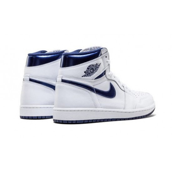 PK Shoes Jordan 1 High Metallic Navy Jordan WHITE 555088 106