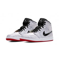 PK Shoes Jordan 1 Mid X CLOT White SILVER Jordan SILVER CU2804 100